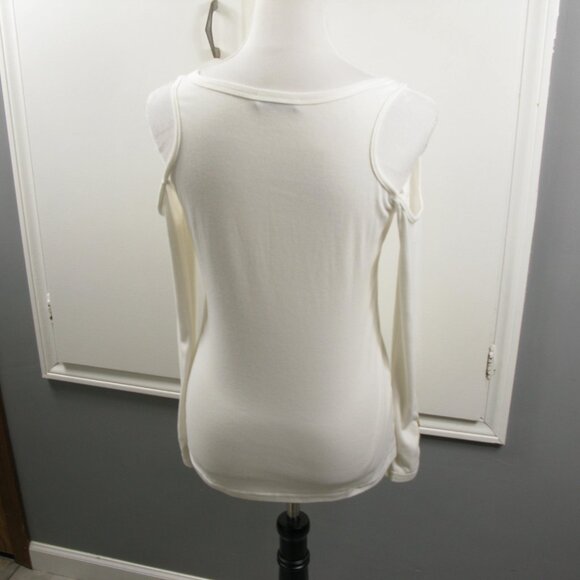 Sheilay White Cold Shoulder Long Sleeve Knit Top Size Large - Picture 5 of 6